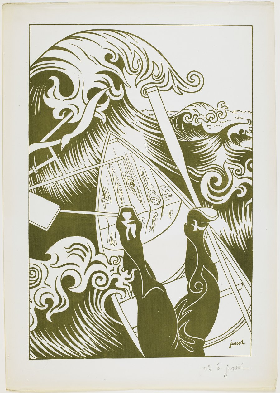 La Vague (Bølgen) 1894 (litografi med olivengrønt blæk) af Henri Gustave Jossot