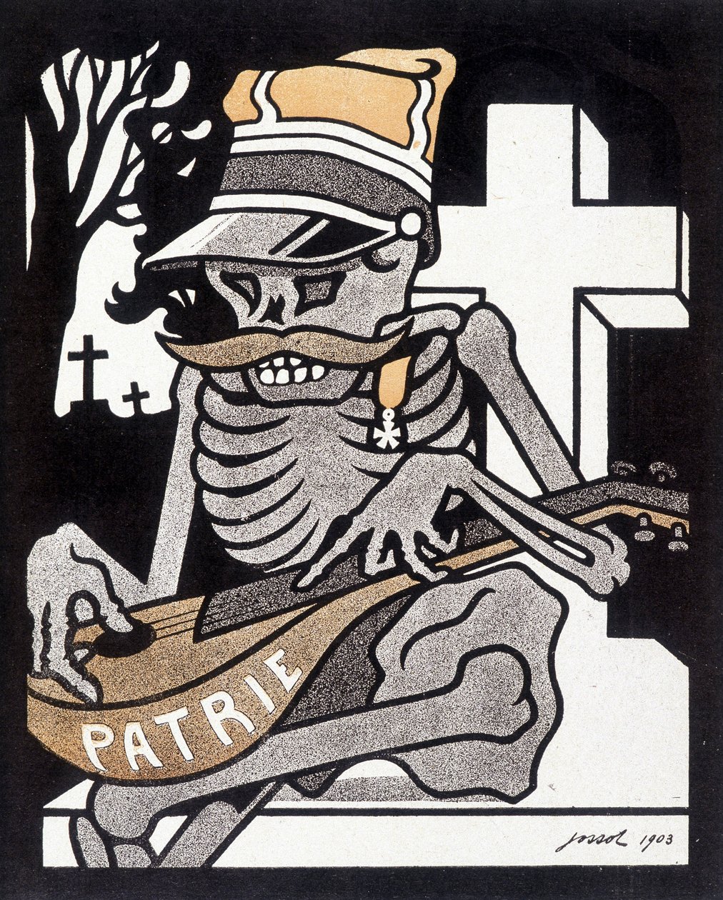 Skelettet af en tidligere soldat, der blev dræbt for sit fædreland. Filosofisk, metafysisk osv... gennem temaet død. I 
