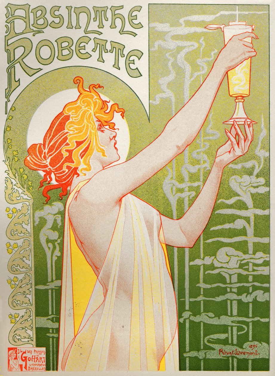 Mad og drikke. Absint Robette. Plakat af Henri Privat Livemont, Belgien af Henri Henri Antoine Théodore Livemont