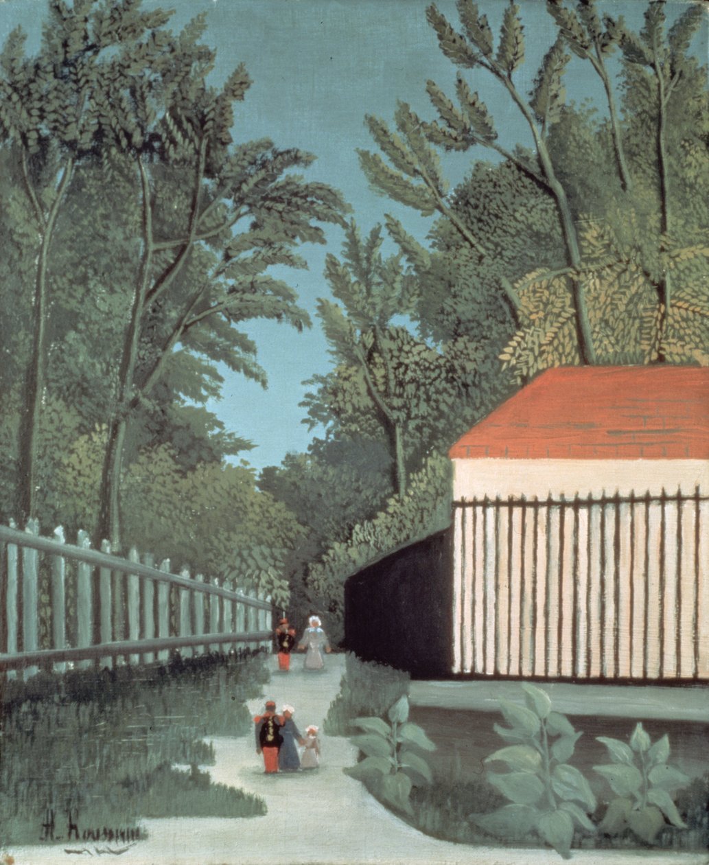 Landskab i Montsouris Park med fem figurer af Henri J.F. Rousseau