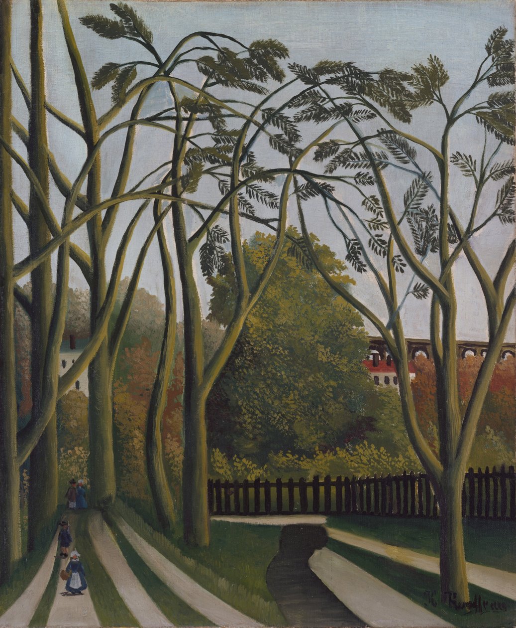 The Banks of the Bièvre nær Bicêtre, ca. 1908-09 (olie på lærred) af Henri J.F. Rousseau