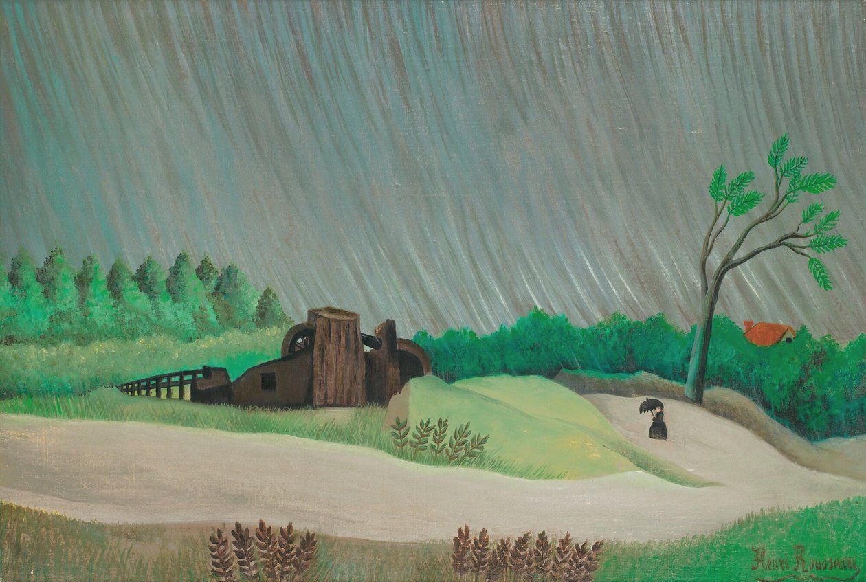 En regnfuld morgen (olie på lærred) af Henri Rousseau