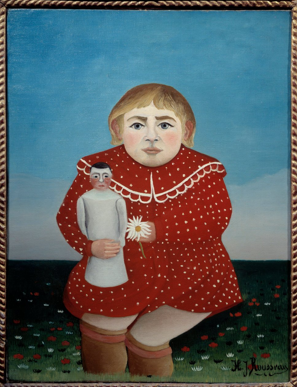 Barnet med dukken Maleri af Henri Rousseau dit le Douanier (1844-1910) 1904 Søn. 0,67x0,52 m Paris, Orangerie museum - Barn med dukke. Maleri af Henri Rousseau kaldet Le Douainier Rousseau (1844-1910) af Henri J.F. Rousseau