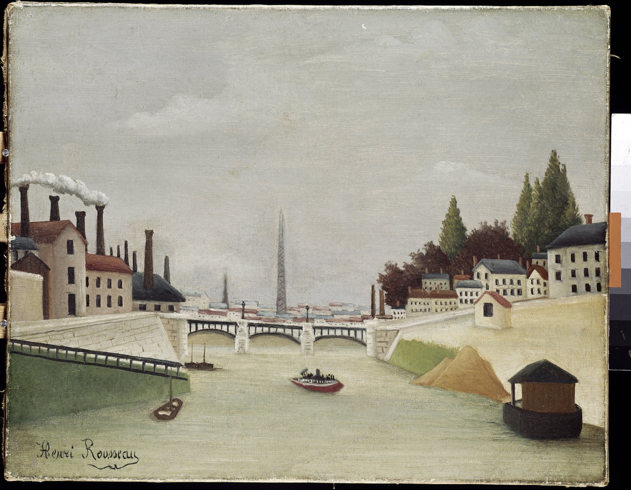 Udsigt over Grenelle-broen og Trocadero i Paris (olie på lærred af Henri J.F. Rousseau