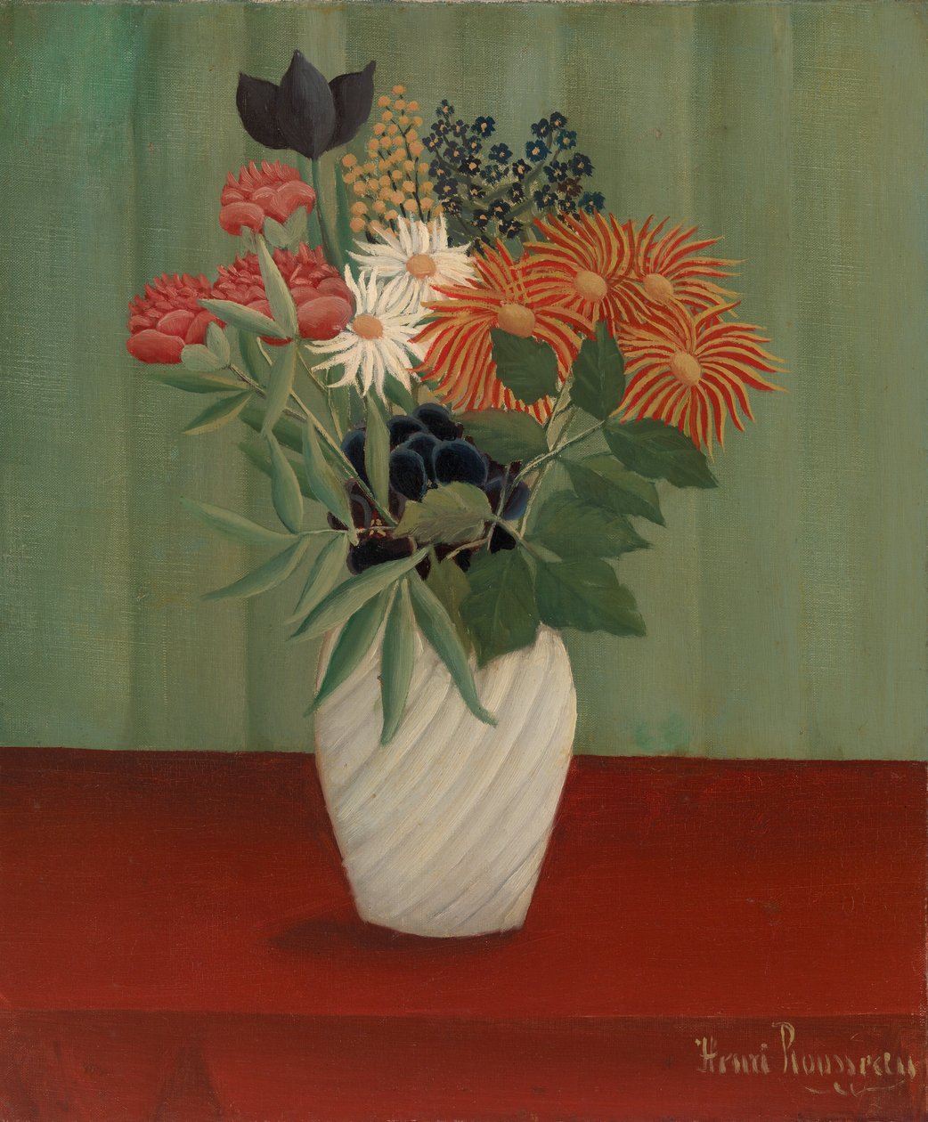 Buket blomster med Kina Asters og Tokyos, 1910 af Henri J.F. 1844 1910 Rousseau