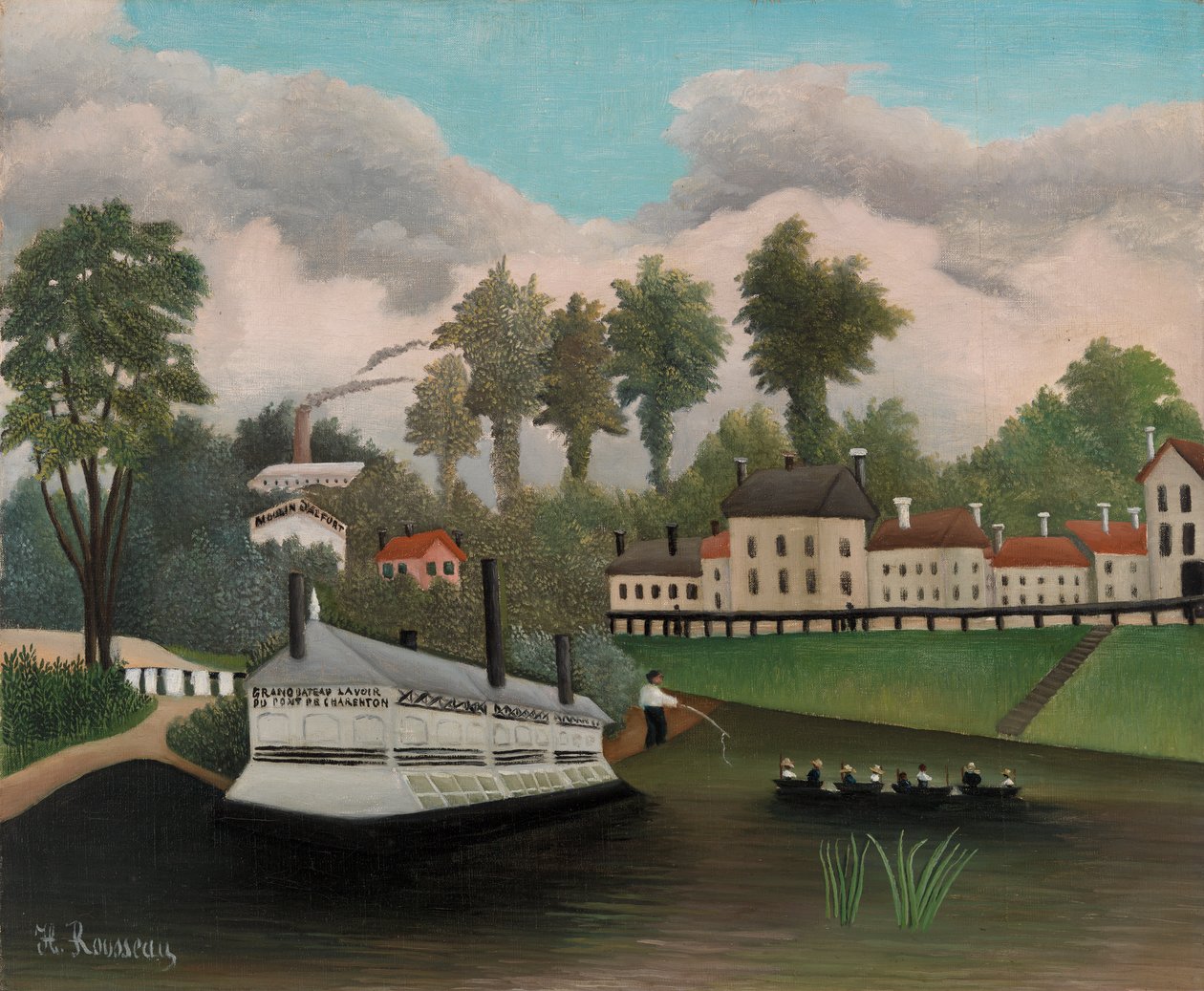 Stort bådvaskehus ved Pont de Charenton, 1895 af Henri J.F. 1844 1910 Rousseau