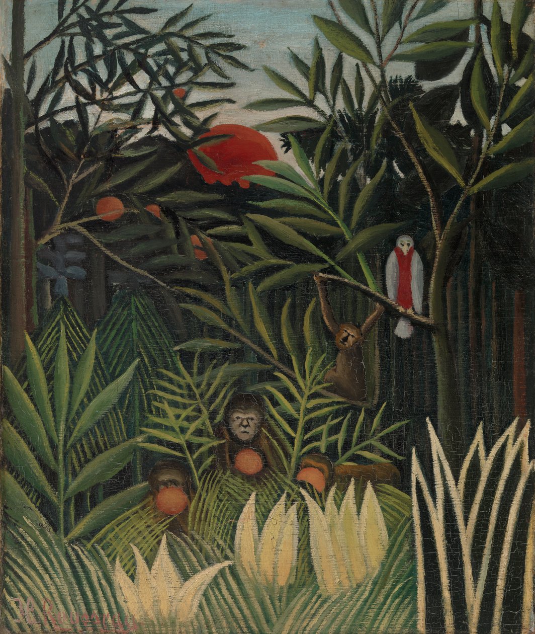 Landskab med aber af Henri J.F. 1844 1910 Rousseau