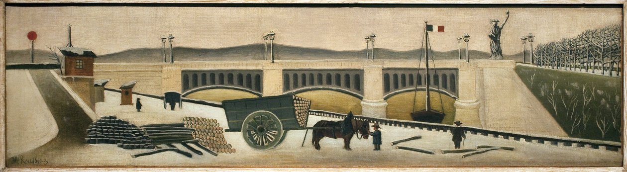 Grenelle Bridge. Painting by Henri Rousseaudani af Henri J.F. Rousseau