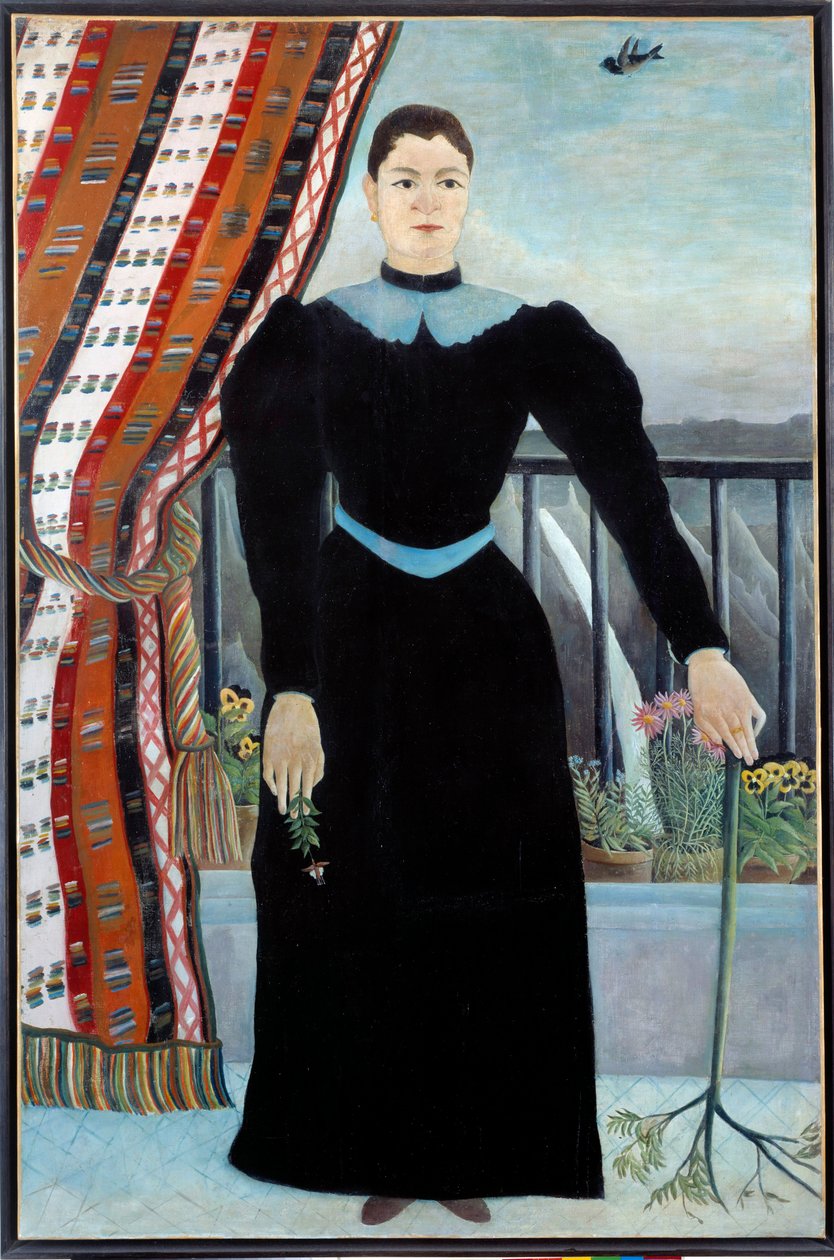Portræt af en kvinde nær et vindue Maleri af Henri Rousseau dit Le Douanier Rousseau af Henri J.F. Rousseau