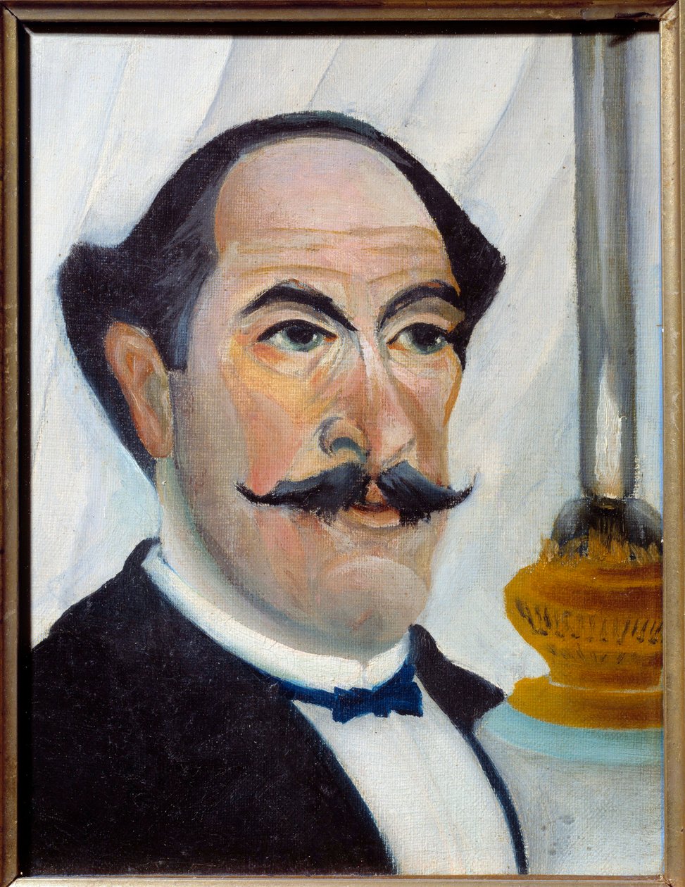 Selvportræt med lampe maleri af Henri Rousseau dit Le Douanier Rousseau af Henri J.F. Rousseau