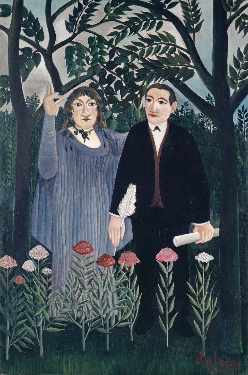 Musen der inspirerer digteren, 1909 af Henri J.F. Rousseau