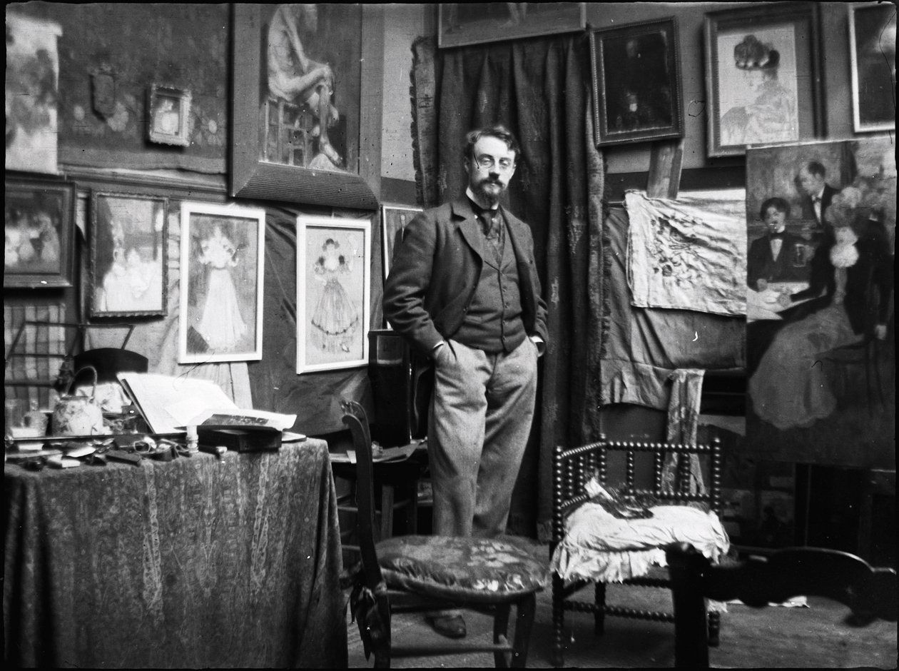 Henri Matisse i Henri Evenepoels værksted, 1897. af Henri Jacques Edouard Evenepoel