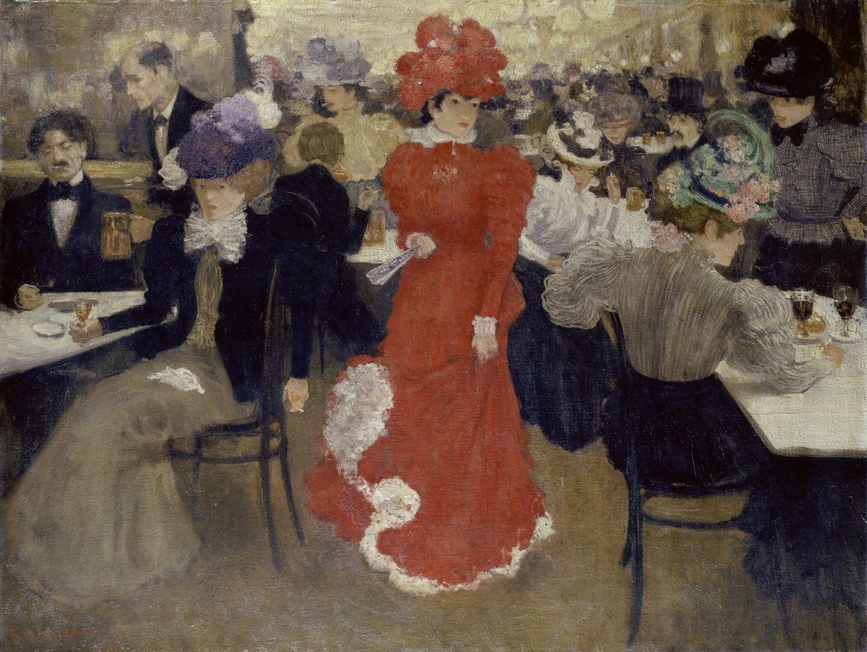 I Café dHarcourt i Paris af Henri Jacques Edouard Evenepoel