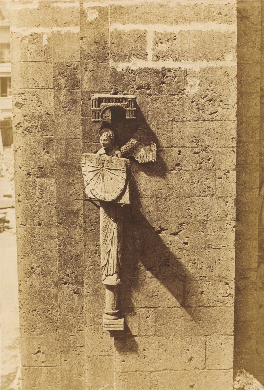 Engel med solur, Chartres-kirken, 1852 (foto) af Henri Jean Louis Le Secq