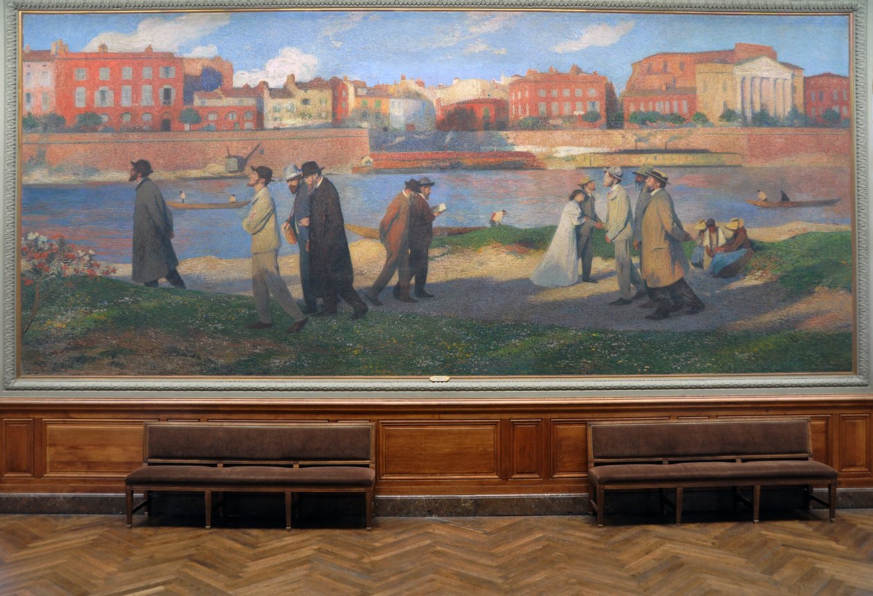 Garonnes bredder, drømmerne, Toulouse , ca. 1906 (fresko) af Henri Jean Guillaume Martin
