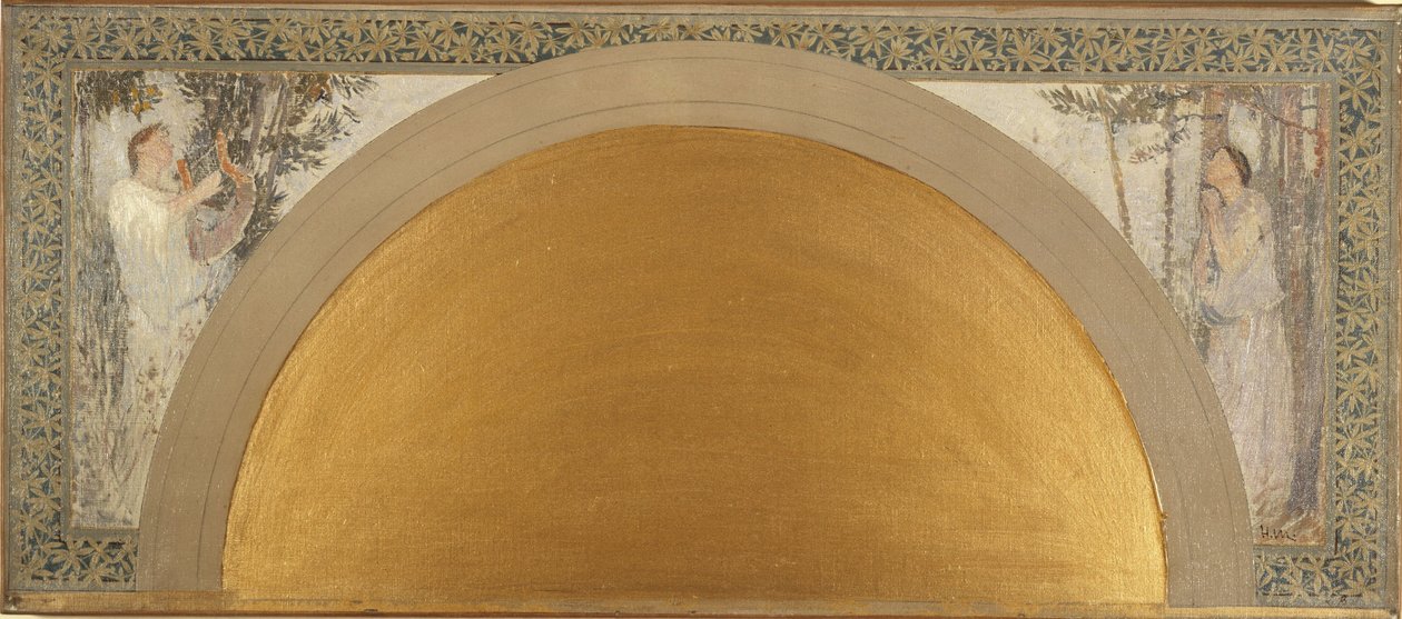 Skitse til den sydlige indgangssalon i Hôtel de Ville de Paris: Lyrik - Harmoni af Henri Jean Guillaume Martin