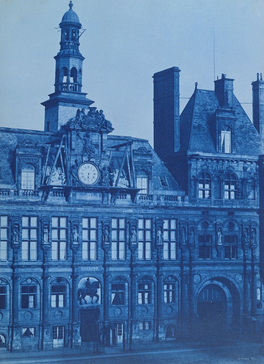 Hotel de Ville i Paris, 1853 (cyanotype) af Henri Jean Louis Le Secq