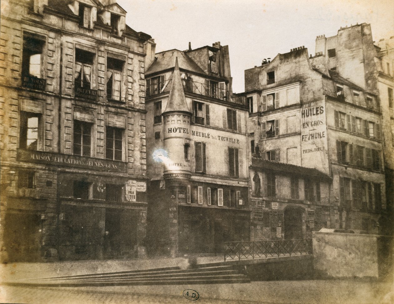 Udsigt over Parisian Street med udsigt mod Hotel de Ville, ca. 1851 (kalotypefoto) af Henri Jean Louis Le Secq
