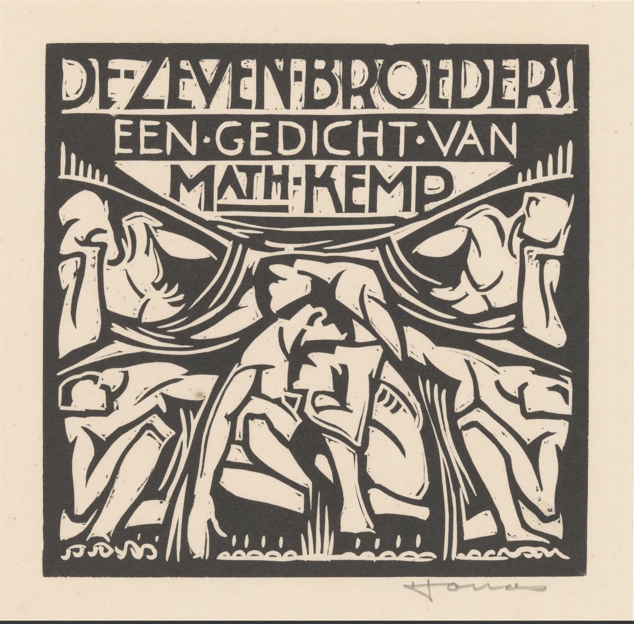 De syv brødre (original titel på objektet) af Henri Jonas (signed by artist)