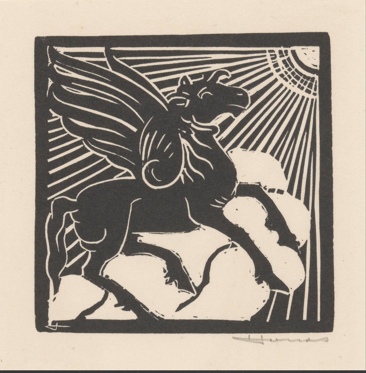 bevinget hest af Henri Jonas (signed by artist)