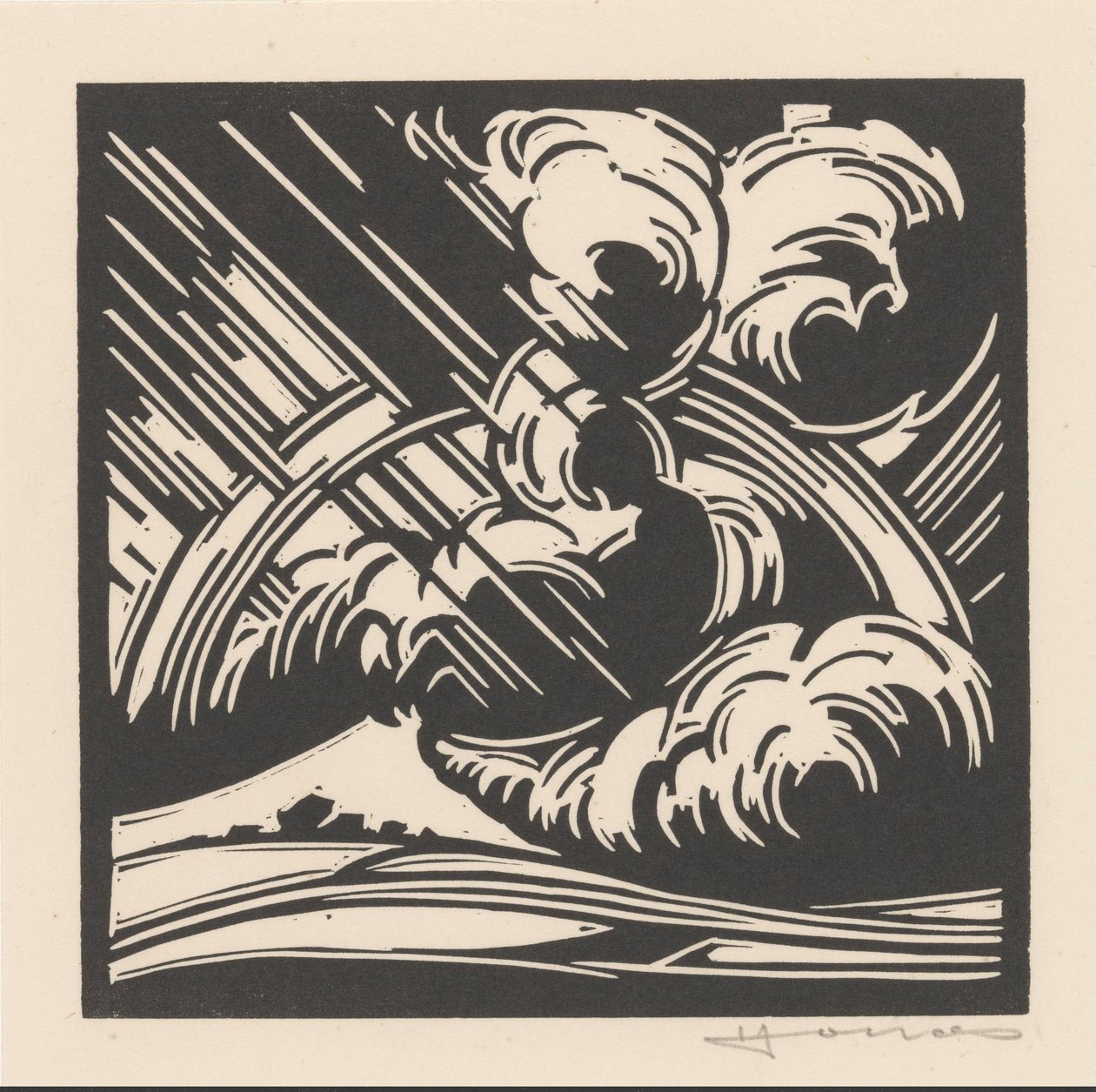 Storm over et landskab af Henri Jonas (signed by artist)
