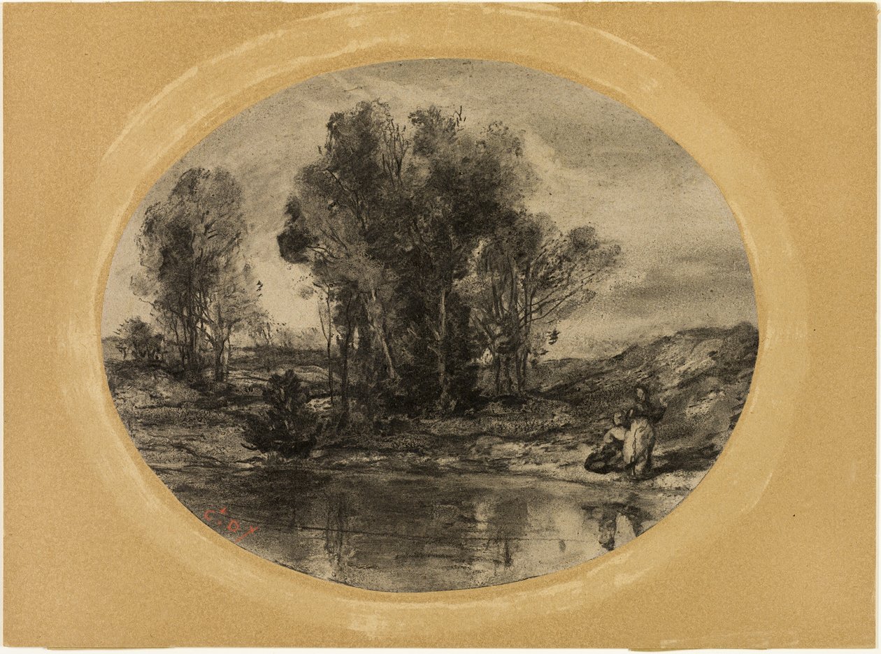 Figurer ved en Dam af Henri Joseph Constant Dutilleux