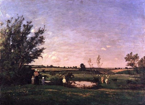 Environs de St. Pierre, Yonne (olie på lærred) af Henri Joseph Harpignies