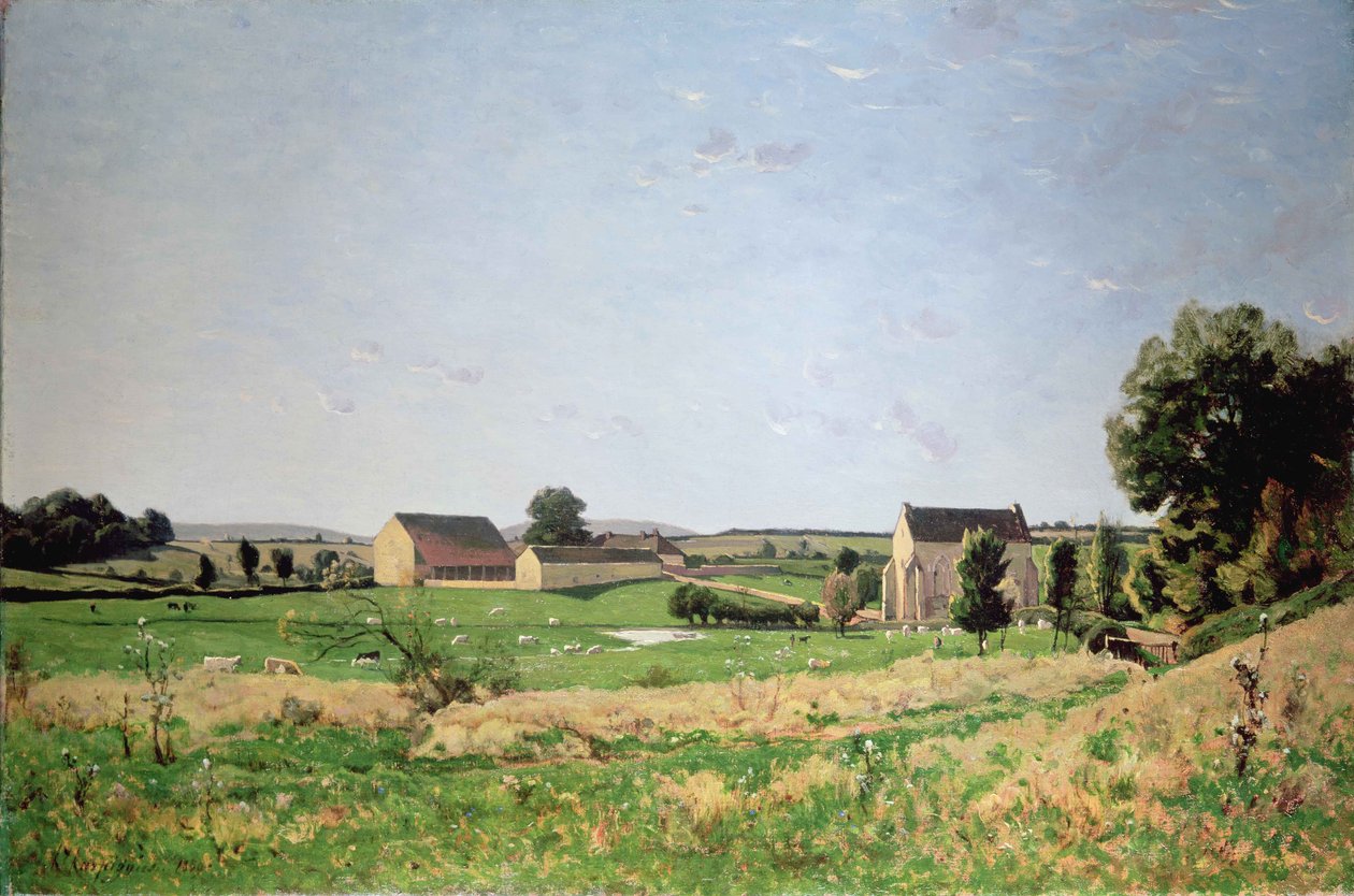 Landskab i Saulce, Yonne af Henri Joseph Harpignies