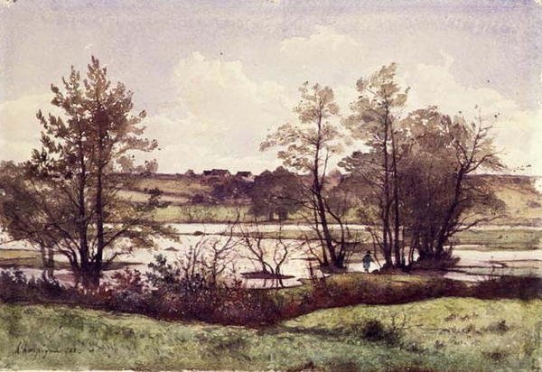 No.0849 The Far Flood, nær St. Prive af Henri Joseph Harpignies