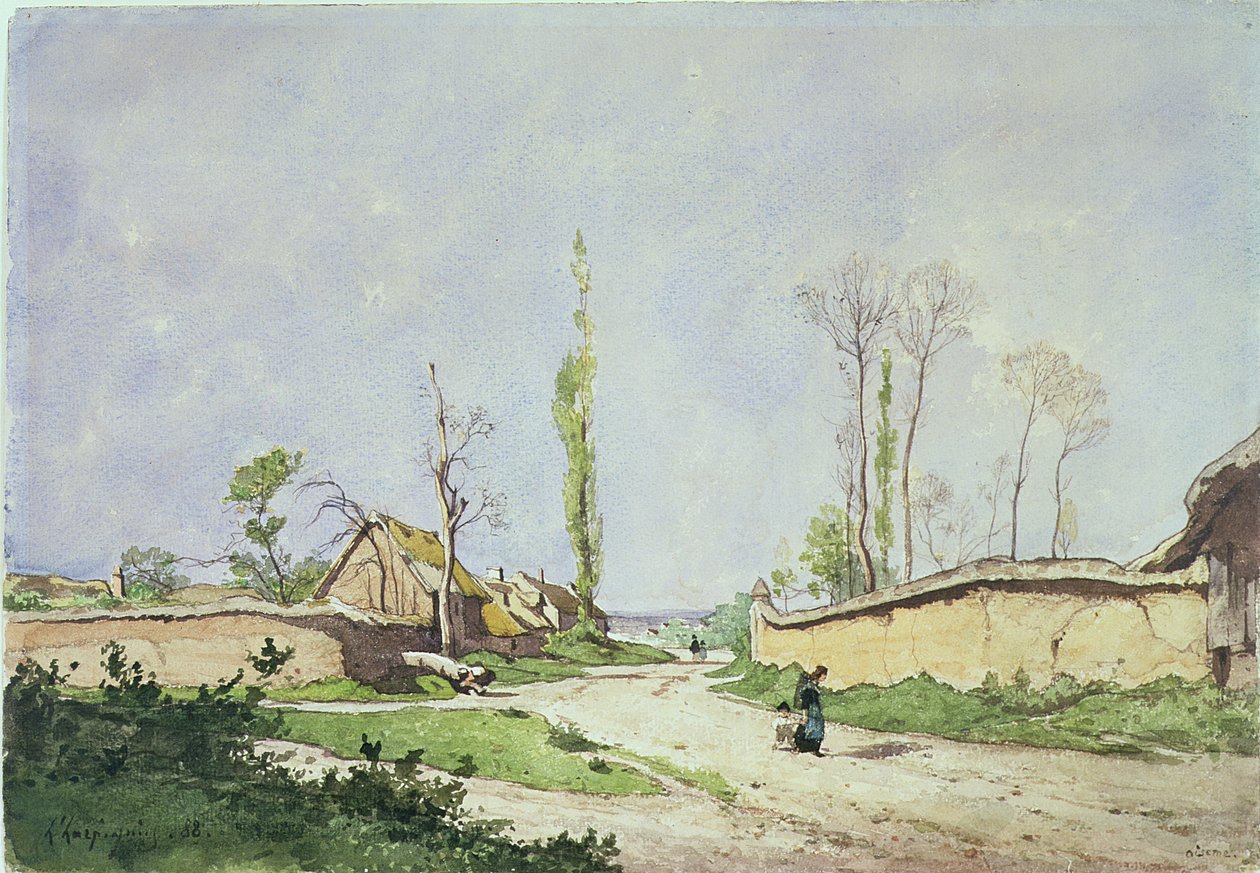 No.1534 A Village Road, Oiseme, 1888 af Henri Joseph Harpignies