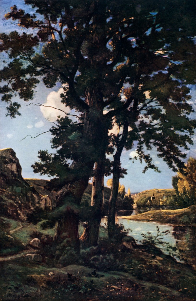 Egetræer i Chateaurenard, Frankrig, 1926. af Henri Joseph Harpignies