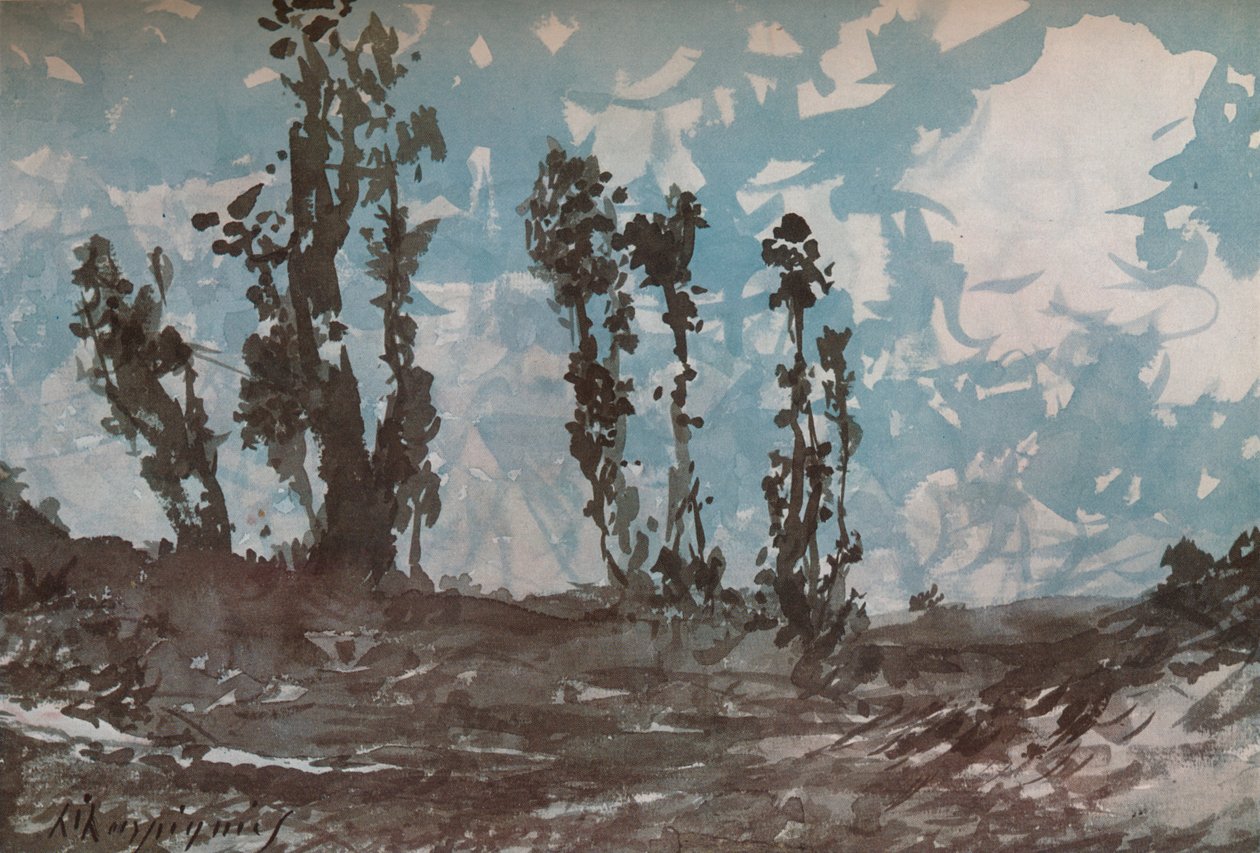 Popler, c1839-1916, 1924 af Henri Joseph Harpignies