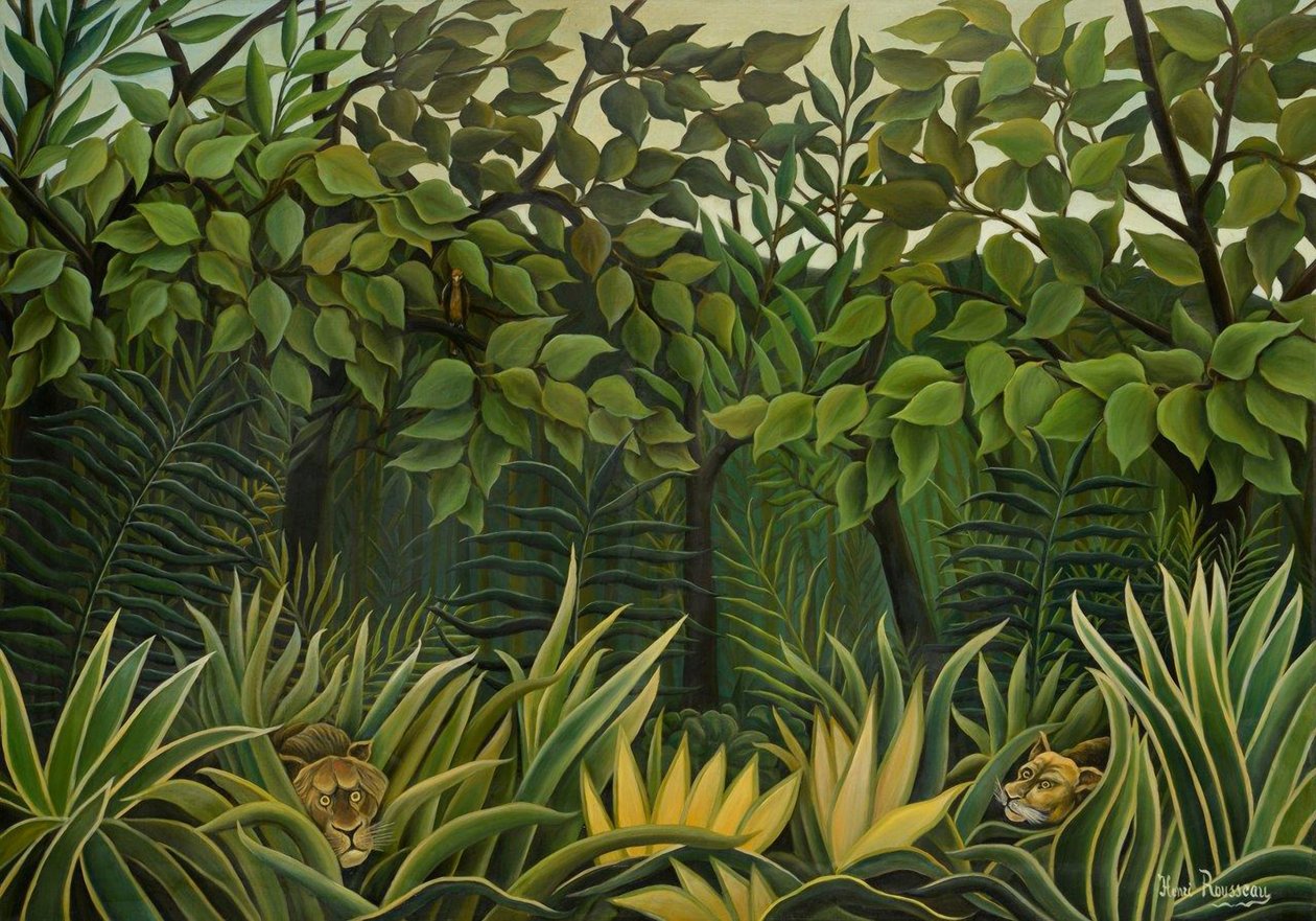 To løver på udkig i junglen, 1909-1910. af Henri Julien Félix Rousseau