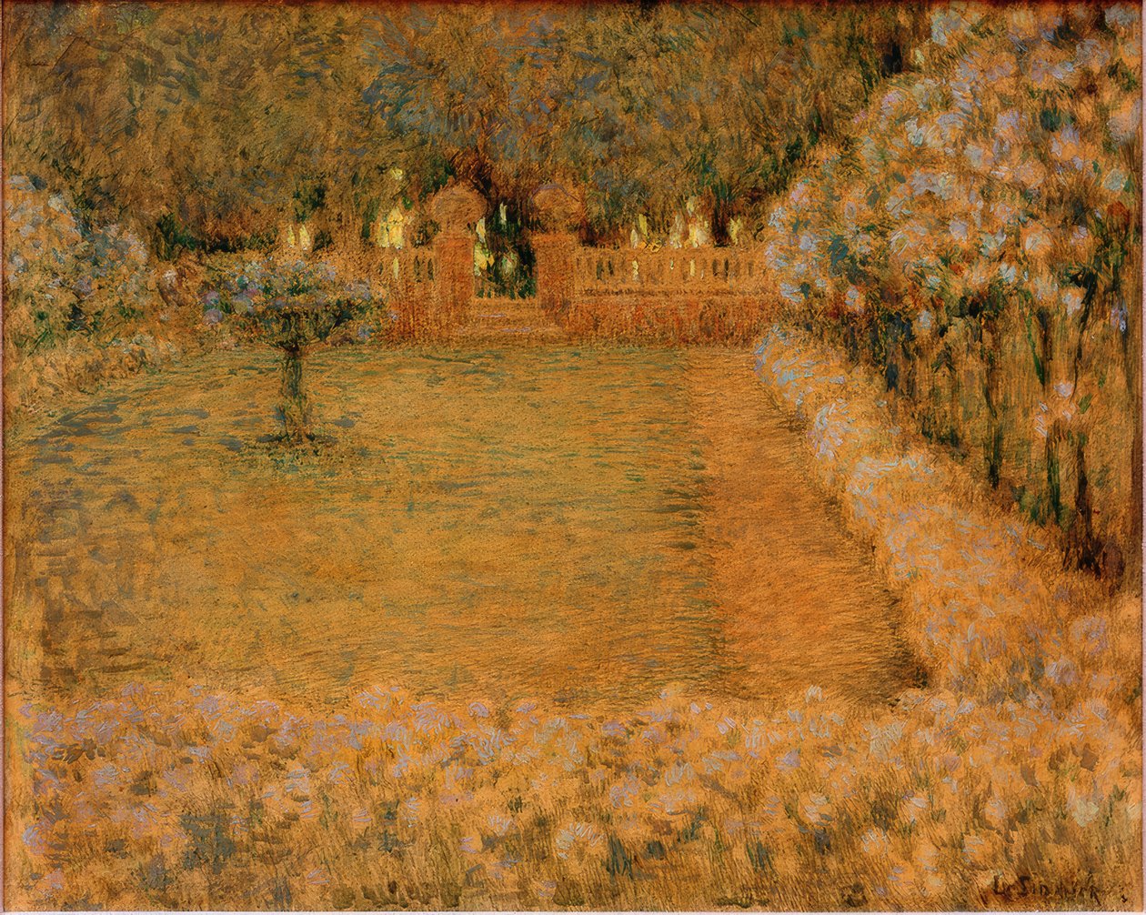 Gerberoys hvide have i skumringen af Henri Le Sidaner
