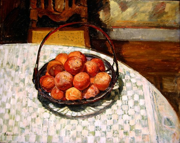 Kurv med frugt (olie på lærred) af Henri Lebasque