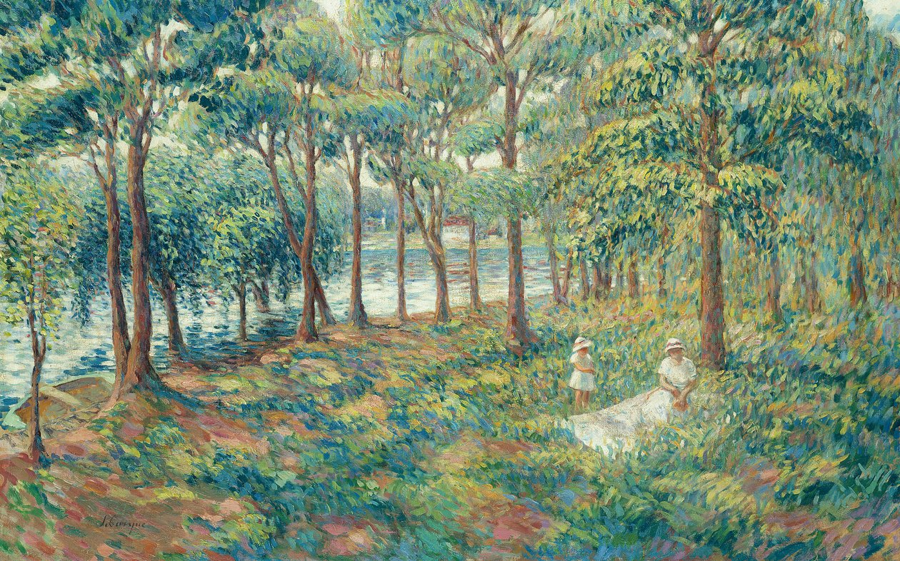 Madame Lebasque og hendes søn på bredden af Marne, 1899 af Henri Lebasque