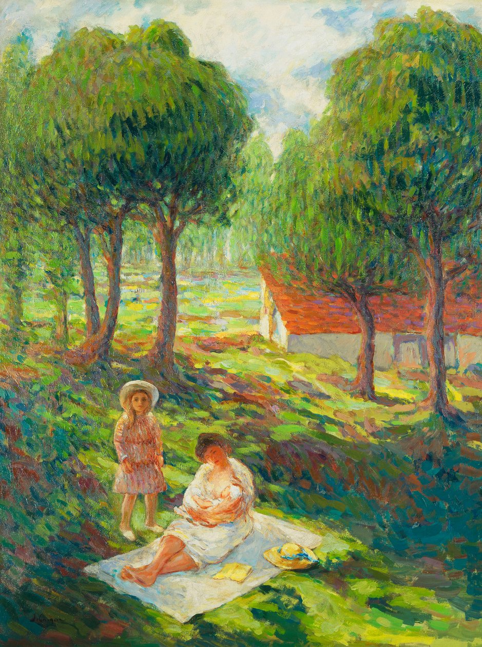 Mor og Barn i et Landskab; Mor og barn i et landskab, 1900 af Henri Lebasque