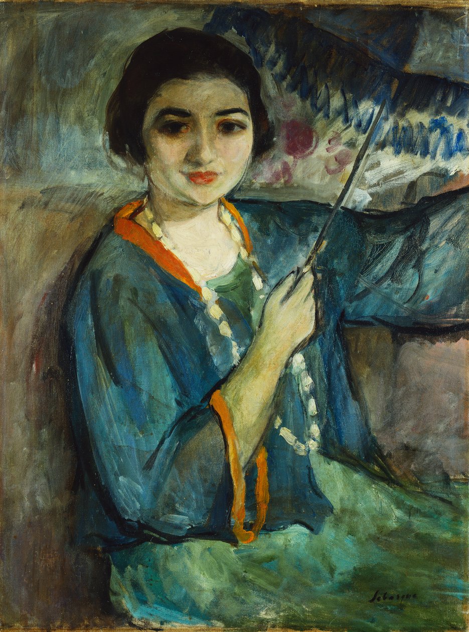 Nono med paraply; niende til l "paraplyer, af Henri Lebasque