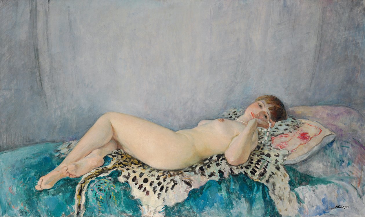 Nøgen på leopardhud, Le Cannet, 1926 af Henri Lebasque