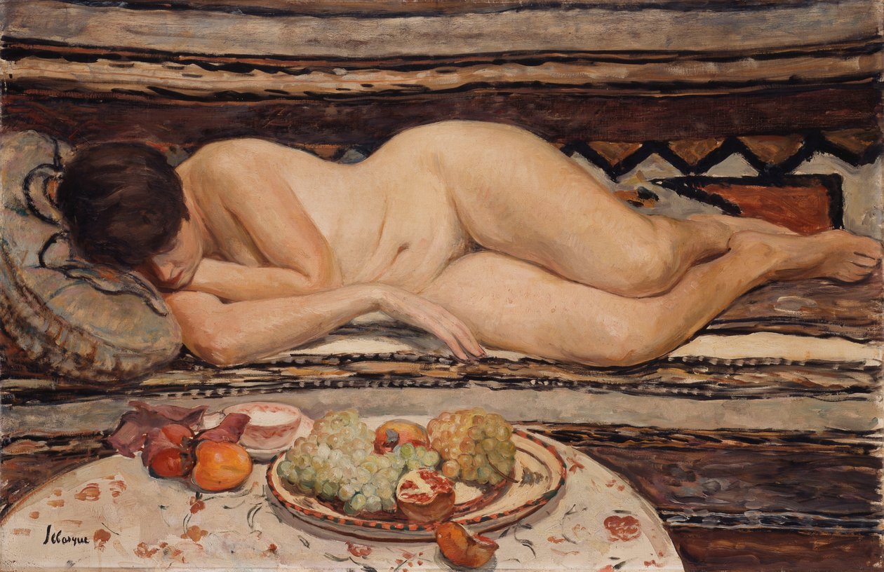 Nøgen med en skål frugt, af Henri Lebasque