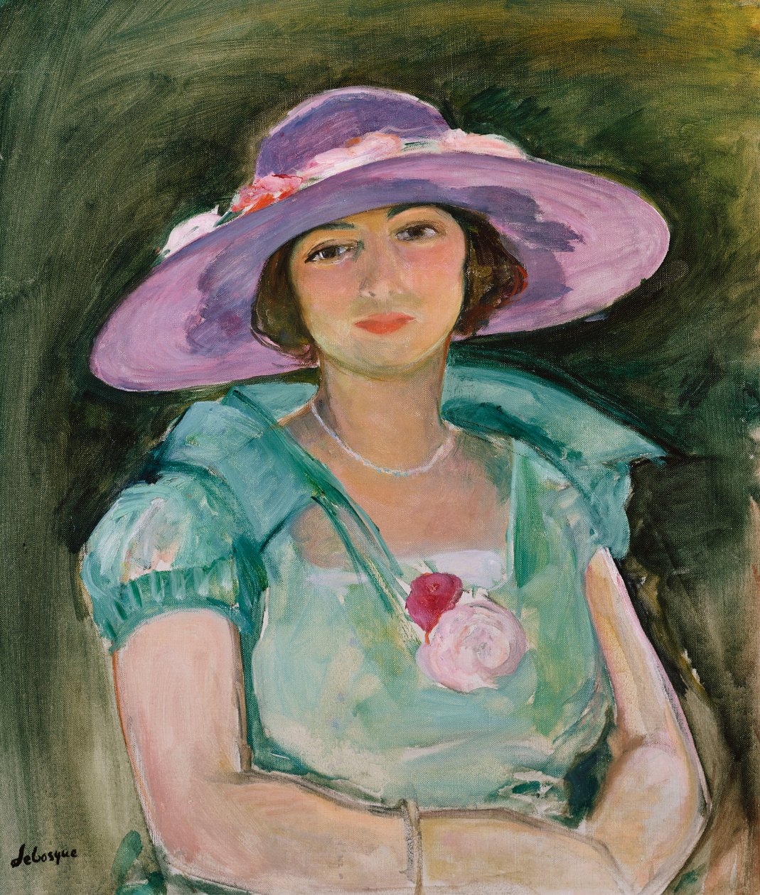 Portræt af Marthe Lebasque i lilla hat, 1925-26 af Henri Lebasque