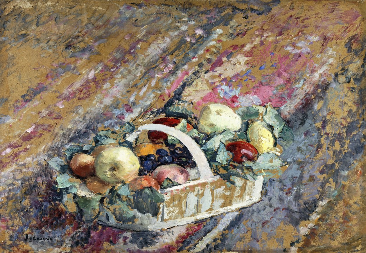 Stilleben med en kurv frugt; Nature Morte au Panier de Fruits, af Henri Lebasque