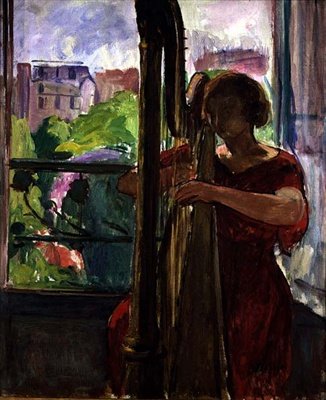 Harpisten (olie på lærred) af Henri Lebasque