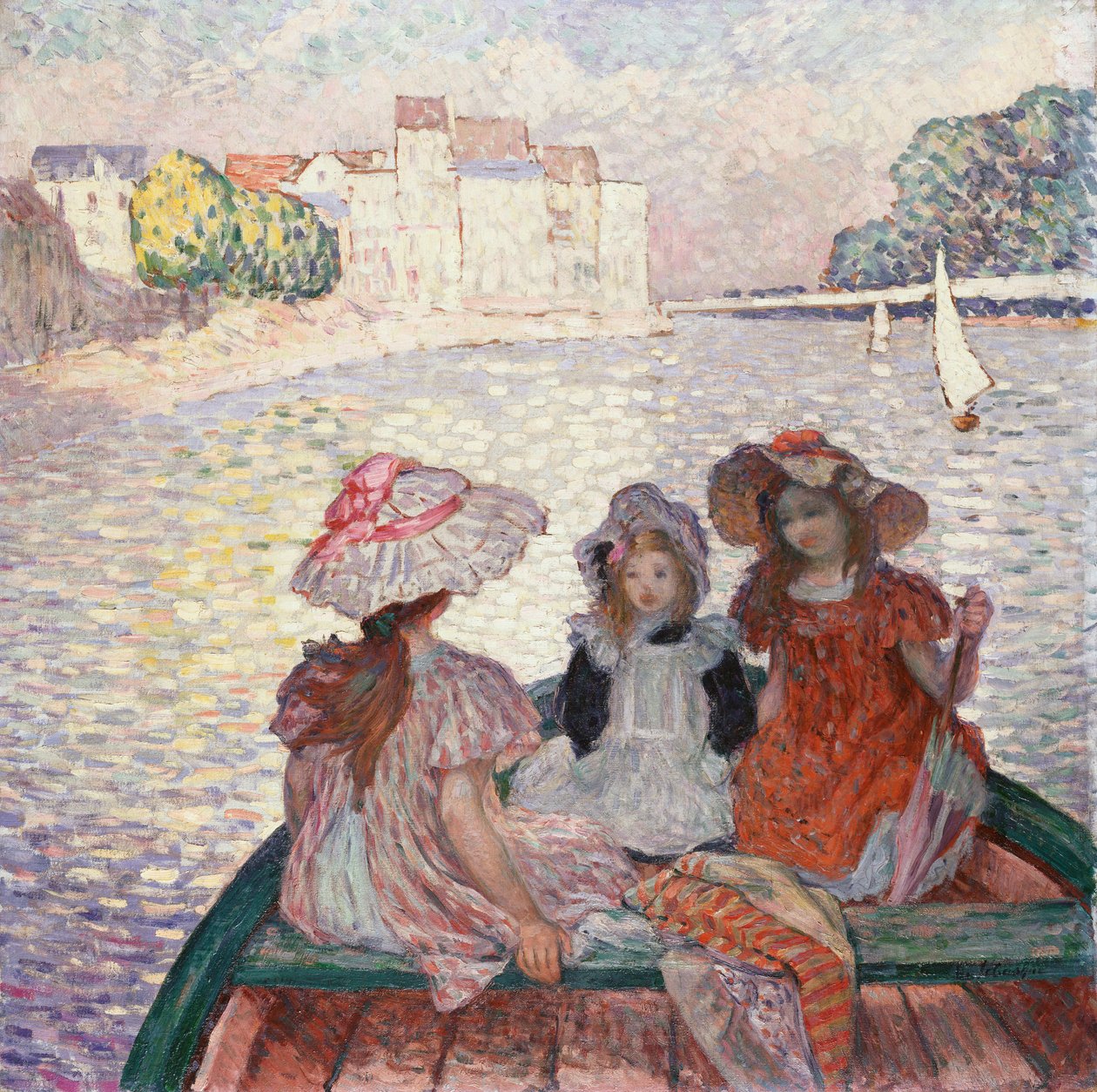 Tre piger i en båd af Henri Lebasque