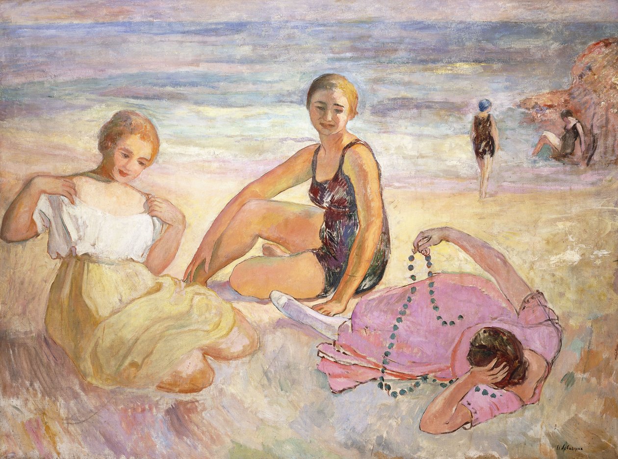 Tre kvinder på stranden; Tre kvinder på stranden, af Henri Lebasque