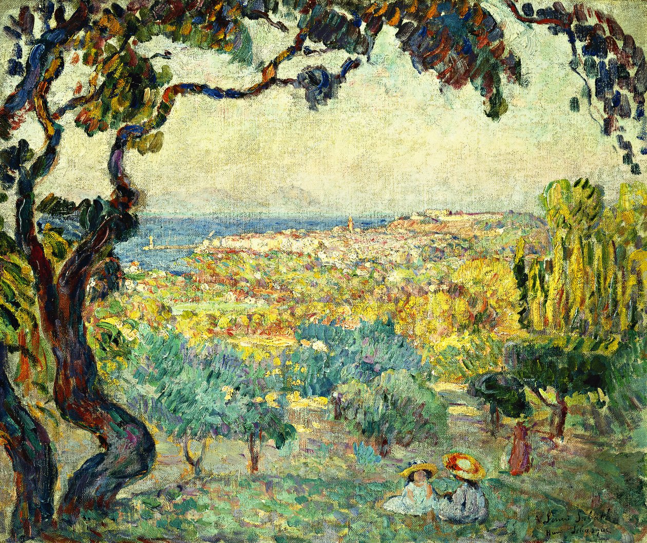 To børn i et kystlandskab; To børn i et maritimt landskab, af Henri Lebasque