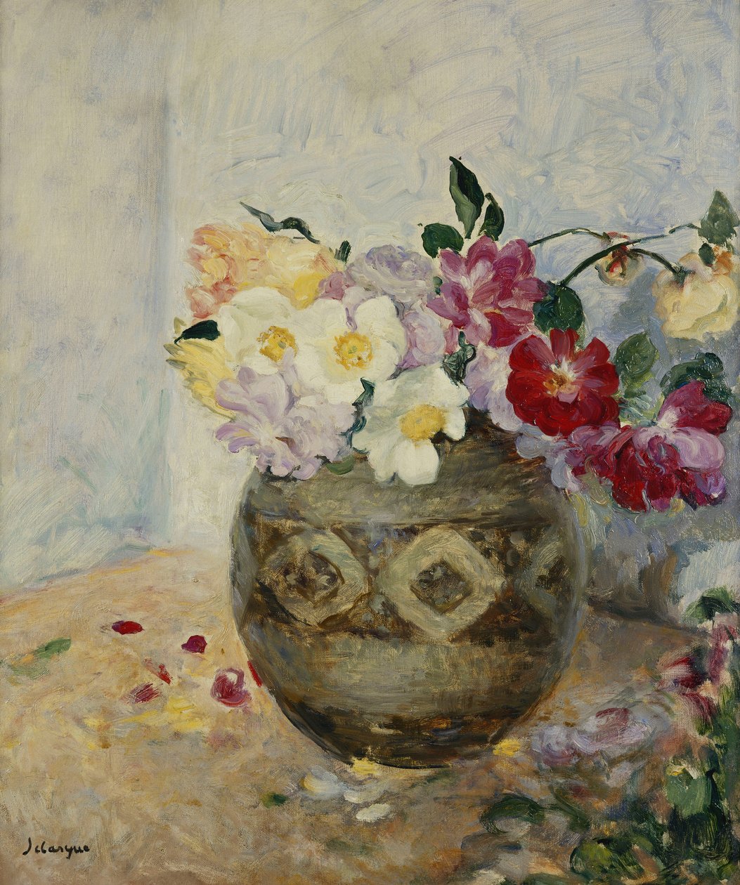 Vase med blomster; Vase med blomster, af Henri Lebasque