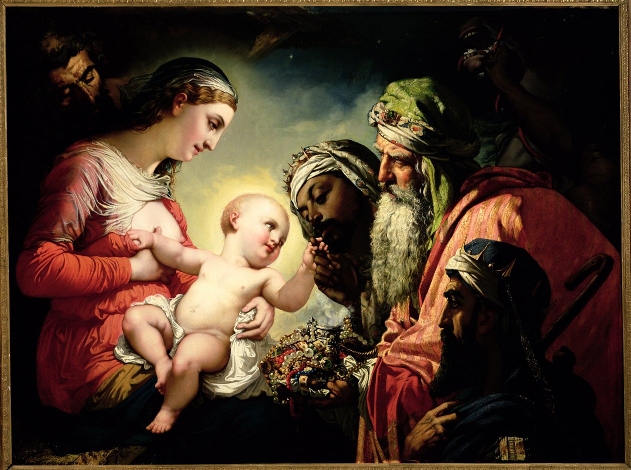 Tilbedelse af Magi, 1854 af Henri Lehmann