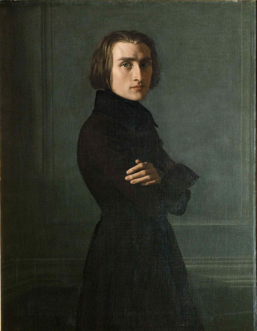 Portræt af komponisten Franz Liszt 1811-1886, 1839. af Henri Lehmann
