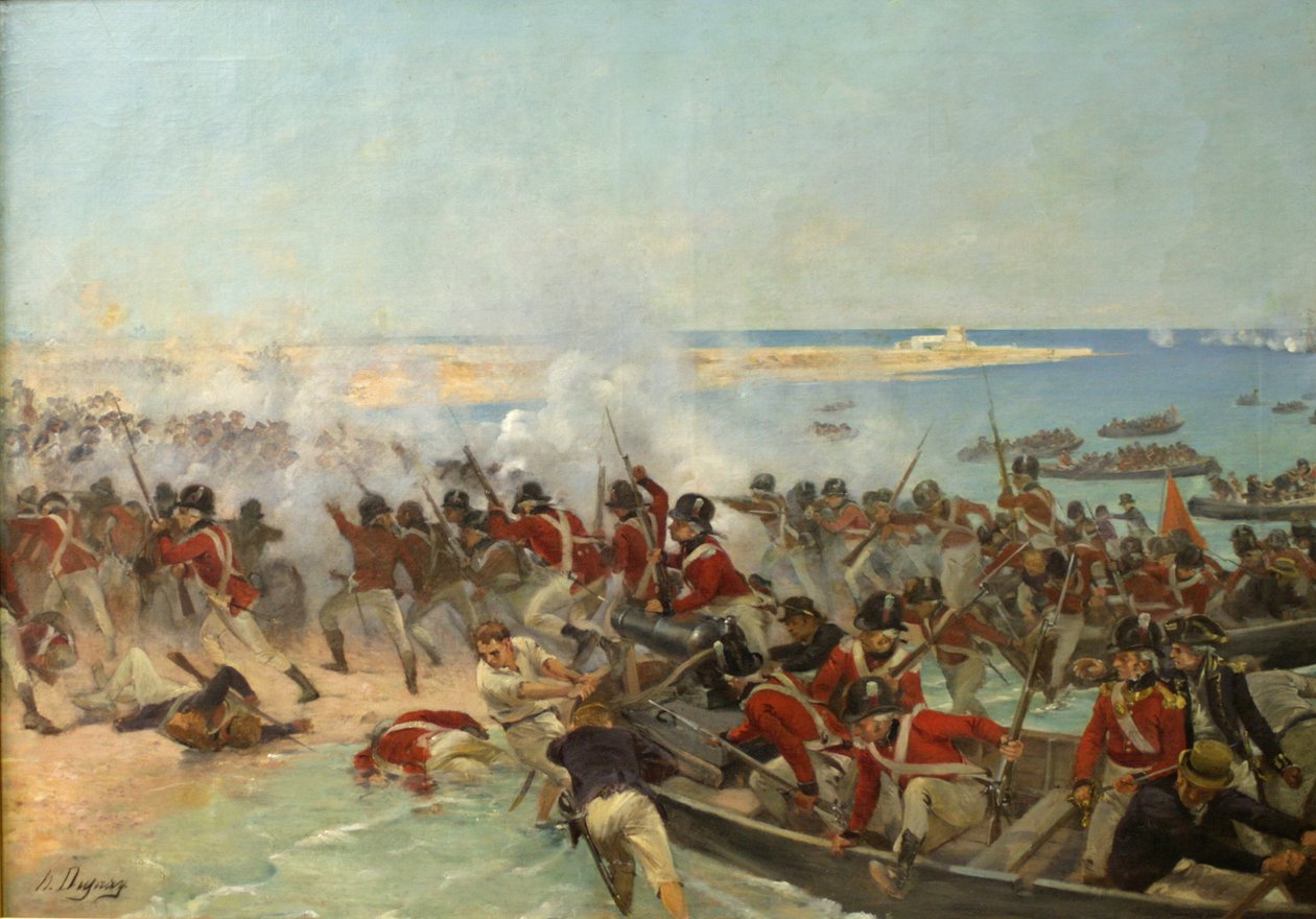 Marinesoldater lander ved Aboukir, Egypten, 8. marts 1801 af Henri Louis Dupray